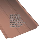 Staande felsplaat PD-510-S trapezium koperbruin RAL 8004 met ingebedde specificaties