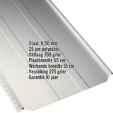 Felsplaten PD-510-S damwandplaat Grijswit, 0,50 mm staal, met ingebedde productgegevens