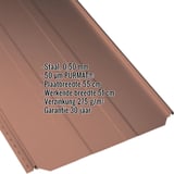 Staande felsplaat PD-510-S trapezium terracotta, 0,50 mm staal, 50 µm PURMAT coating, met ingebedde gegevens