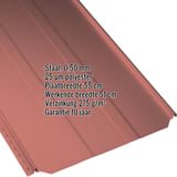 Staande felsplaat PD-510-S trapezium koraalrood, detail met ingebedde specificaties