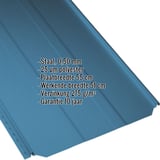 Damwandplaat PD-510-S Trapezium, Gentiaanblauw RAL 5010, met ingebedde technische gegevens