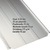 Staande felsplaat PD-510-S damwandplaat Grijswit, 0,50 mm staal, met ingebedde gegevens