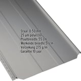 Staande felsplaat PD-510-S trapezium, grijs aluminiumkleurig, met ingeblazen technische gegevens