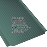 Felsplaat PD-510-S Micro in mosgroen met ingebedde productgegevens over materiaal, dikte en coating