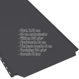 Felsdakpan PD-510-S Gitzwart, detailweergave met ingebedde technische gegevens