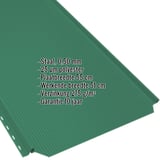 Felsplaat PD-510-S in mintgroen met ingebedde productgegevens over materiaal, dikte en coating
