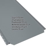 Felsplaat PD-510-S Pelsgrijs, 0,50 mm staal, met ingebedde productgegevens