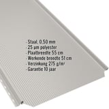 Staande naadplaat PD-510-S zuiverwit, schuin van boven met ingebedde technische gegevens