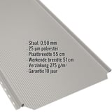 Felsplaat PD-510-S in Grijswit, 0,50 mm, met ingebedde specificaties