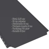 Felsplaat PD-510-S Gitzwart RAL 9005, detailaanzicht met ingebedde specificaties
