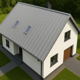 Felsplaat PD-510-S Zilver-Metallic op een eengezinswoning van bovenaf met twee dakramen