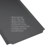 Staande felsplaat PD-510-S Vlak Gitzwart, 0,50 mm, met PURLAK-coating en anticondensvlies, gegevens weergegeven