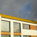 Modern gebouw met felsdakpaneel PD-510-S Vlak dak in Koolzaadgeel