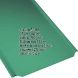 Staande felsplaat PD-510-S mintgroen met ingebedde productgegevens zoals materiaal, dikte en coating