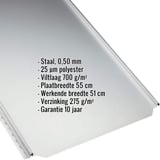 Staande felsplaat PD-510-S Vlak, Lichtgrijs RAL 7035, met ingebedde technische gegevens
