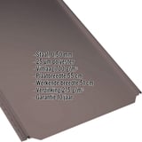 Stehfalzblech PD-510-S Flach in RAL 8017 Chocoladebruin met ingebedde productgegevens