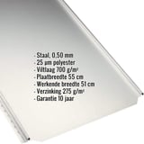 Felsplaat PD-510-S Vlak in Grijswit, 0,50 mm, met ingebedde productgegevens