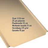 Staande felsplaat PD-510-S Vlak Zandgeel (RAL 1002) met ingebedde technische gegevens