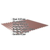 Golfplaat 18/1064 Roodbruin met ingebouwde specificaties zoals materiaal, dikte en coating