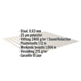 Golfplaat 18/1064 | Dak | Anti-Drup 2400 g/m² | Staal 0,63 mm | 25 µm Polyester | 9002 - Grijswit