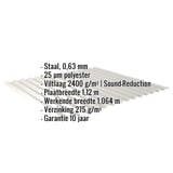Golfplaat 18/1064 | Dak | Anti-Drup 2400 g/m² | Staal 0,63 mm | 25 µm Polyester | 9006 - Zilver-Metallic
