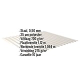 Golfplaat 18/1064, Grijswit (RAL 9002), 0,50 mm, met ingebedde technische gegevens