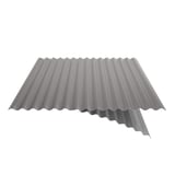 Golfplaat 18/1064, grijs aluminiumkleurig, met zichtbaar anticondensvlies aan de onderzijde