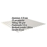 Golfplaat 18/1064 aluminium 0,70 mm Zilver-Metallic met ingebedde technische gegevens