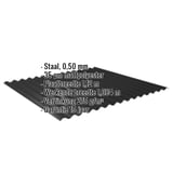 Golfplaat 18/1064 zwart mat, 0,50 mm staal, met ingebedde technische gegevens