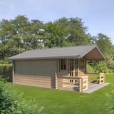 Golfplaat 18/1064 aluminium Zilver-Metallic op het dak van een tuinhuisje