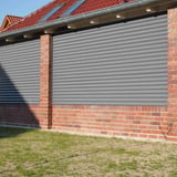 Golfplaat 18/1064, Zilver-Metallic, als wandbekleding tussen bakstenen pilaren
