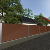 Golfplaat 18/1064 Notenbruin RAL 8011 als privacyscherm in de tuin, installatie