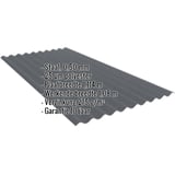 Golfplaat PF25W Grafietgrijs met ingebedde specificaties voor materiaal, dikte en coating