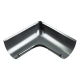 Plastal dakgoot binnenhoek 90 graden van staal in grafiet, 50 µm polyurethaan gecoat, hoofdaanzicht