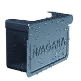 Dakgoot eindstuk links, Antracietgrijs (RAL 7016) met waterdruppels en Niagara logo