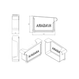 Technische tekening dakgoot eindstuk links met afmetingen 99 mm en 137 mm, Niagara logo