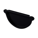 Rinnenendstuk van staal, gitzwart RAL 9005, met 50 µm polyurethaan coating, bovenaanzicht