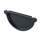 Rinnenendstuk van staal in antracietgrijs (RAL 7016) met 50 µm polyurethaan coating, bovenaanzicht