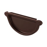 Rinnenendstuk van staal in chocoladebruin (RAL 8017), vooraanzicht