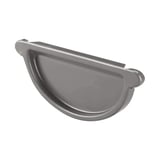 Rinnenendstuk van staal, grijs aluminiumkleurig (RAL9007), met 50 µm polyurethaan coating, bovenaanzicht