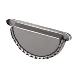Rinnenendstuk van staal, grijs aluminiumkleurig (RAL9007), met 50 µm polyurethaan coating, onderaanzicht