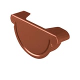Rinnenendstuk van staal in koperbruin (RAL 8004) met 50 µm polyurethaan coating, bovenaanzicht