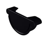 Rinnenendstuk van staal, gitzwart (RAL 9005) met 50 µm polyurethaan coating, bovenaanzicht