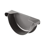 Rinnenendstuk van staal, zilver-metallic (RAL 9006) met 50 5m polyurethaan coating, binnenaanzicht