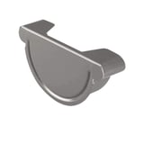 Rinnenendstuk staal grijs aluminiumkleurig (RAL9007) met 50 µm Polyurethan coating, bovenaanzicht