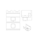 Technische tekening van de dakgootuitloop met afmetingen van 79 mm tot 170 mm