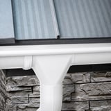 Rinnenuitloop van Niagara in zuiverwit (RAL 9010) gemonteerd onder een dakgoot, detail van de aansluiting
