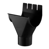 Dakgootuitloop van staal, gitzwart RAL 9005, met 50 µm polyurethaan coating, fabrikant Niagara