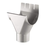 Rinnenuitloop van staal, grijs aluminiumkleurig (RAL9007) met Niagara-logo, hoofdaanzicht