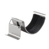 Dakgootverbinder van staal, grijs aluminiumkleurig (RAL9007) met zwarte rubberen afdichting, bovenaanzicht